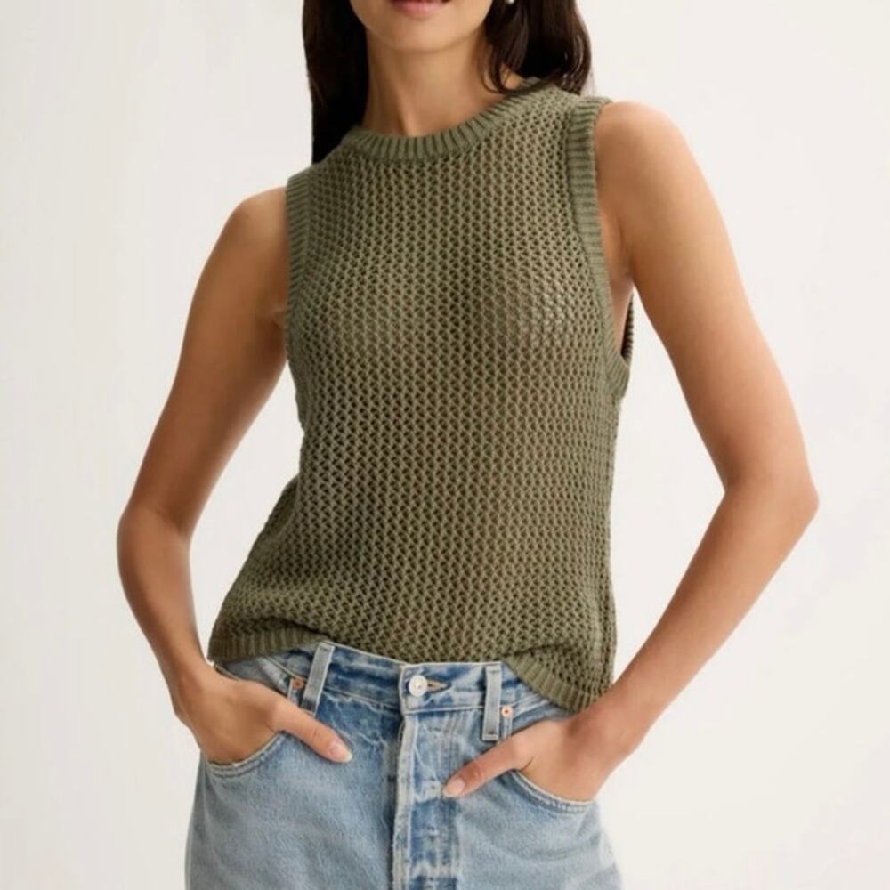 Toccin Estelle Crochet Racer green  Tank top Small